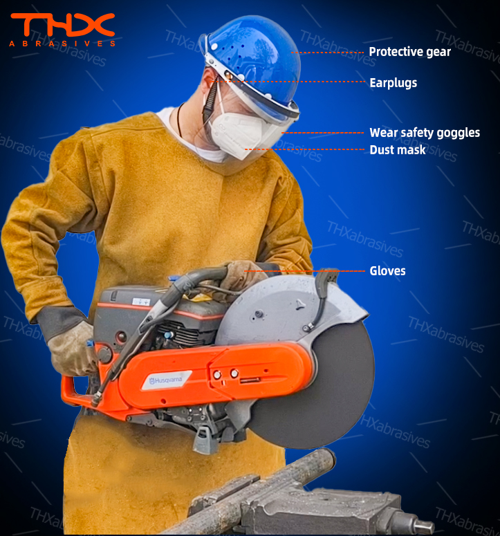 When using cutting discs, please take protective measures.